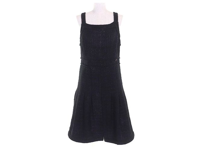 Timeless Chanel Tweed-Kleid Schwarz Lila