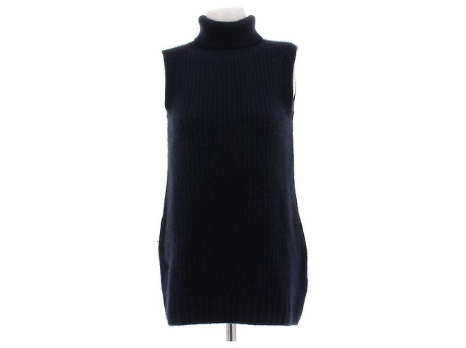 Autre Marque Ärmelloser Rollkragenpullover marineblau