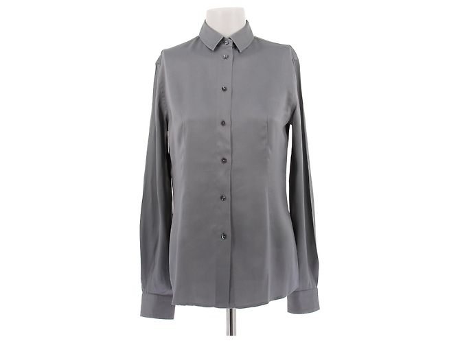 Camisa de seda cinza Dolce & Gabbana