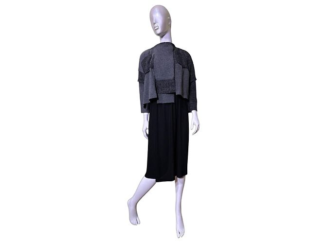 Comme Des Garcons Comme des Garçons Vestido de malha patchwork e plissado Preto Cinza