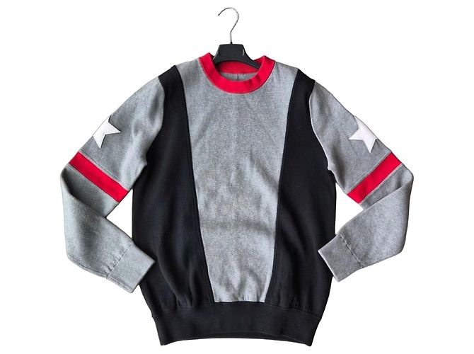 Givenchy Sweatshirt Grau-Schwarz mit Sternen Rot 