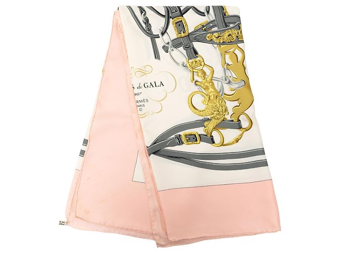 Foulard en soie Hermès White Brides de Gala 90 Blanc