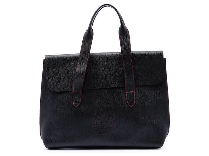 Valigetta LOEWE in pelle di vitello granulata nera Anagram Nero
