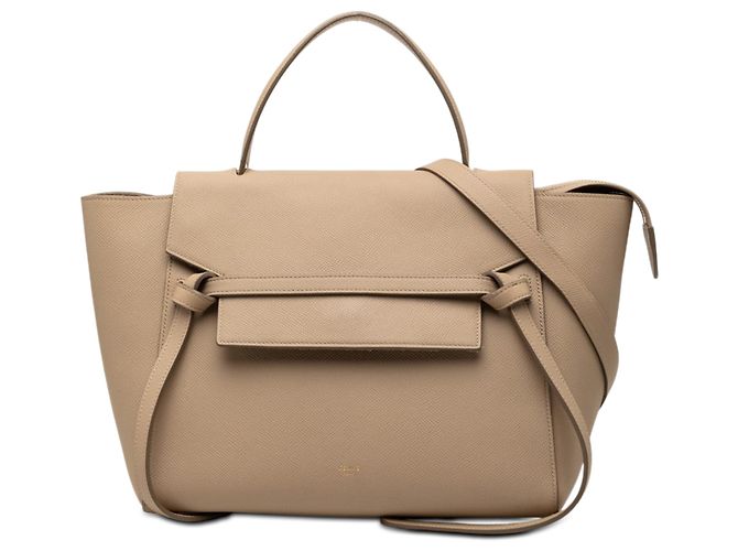 Belt Bag Céline Bolsa Belt em couro de vitelo de grão mini bege Celine