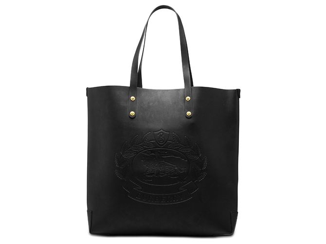 Tote Burberry Black Large Embossed Leather Crest
