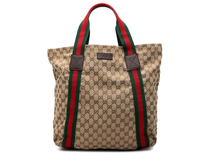 Gucci Beige GG Canvas Web Tote