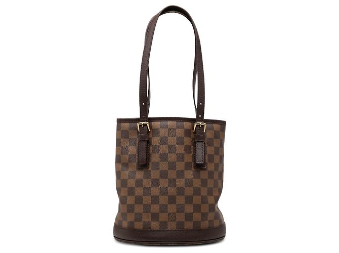 Bucket Louis Vuitton Marrón Damier Ebene Marais Castaño