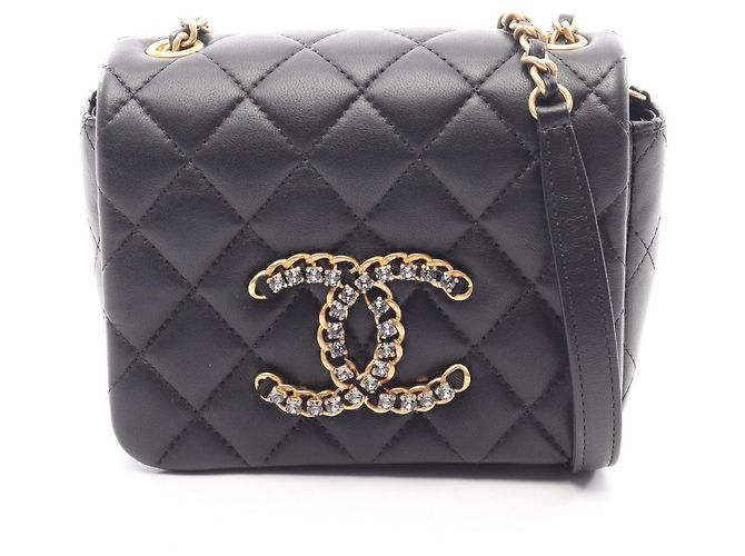 Sac à main en cuir matelassé Chanel Noir