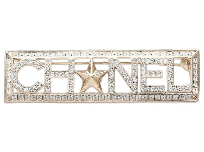 Timeless Spilla Chanel placcata oro e strass Bianco D'oro