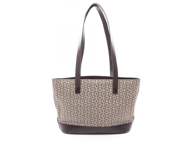 Céline Sac cabas Celine C Macadam Marron Écru