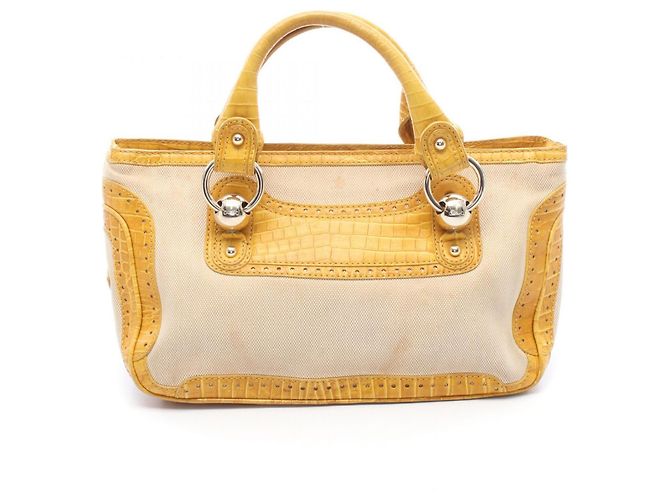 Céline Bolsa de mão Celine Boogie Bag Embossed Bege Amarelo