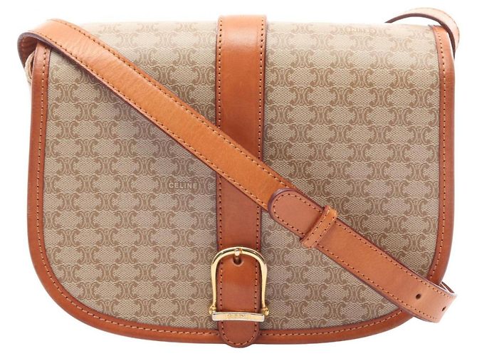 Céline Bolsa de Ombro Celine Macadam Marrom Bege