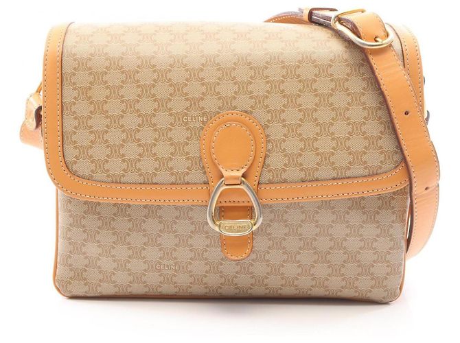 Céline Bolsa de Ombro Celine Macadam Marrom Bege