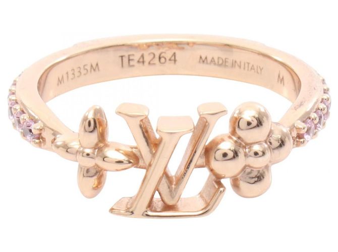 Anello Louis Vuitton placcato oro con strass D'oro