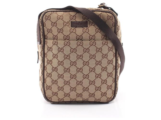 Bolsa de Ombro Gucci GG Canvas Marrom Bege