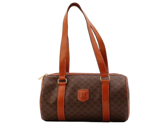 Céline Celine Bolsa Barrel Monogram Canvas Marrom Monograma