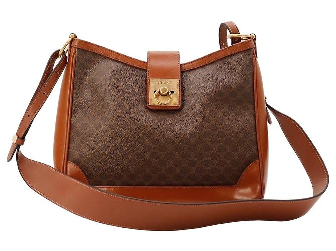 Céline Celine Bolsa de ombro Triomphe em canvas e couro Marrom Monograma