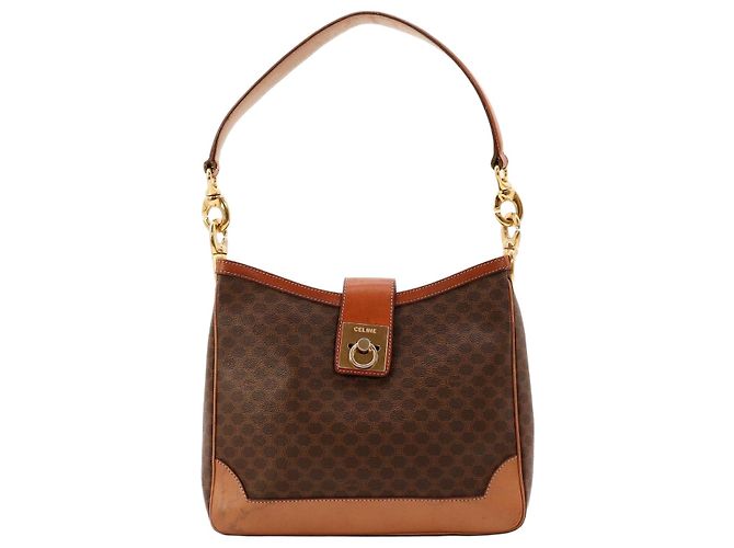 Céline Bolso de hombro Celine Macadam Monogram Castaño