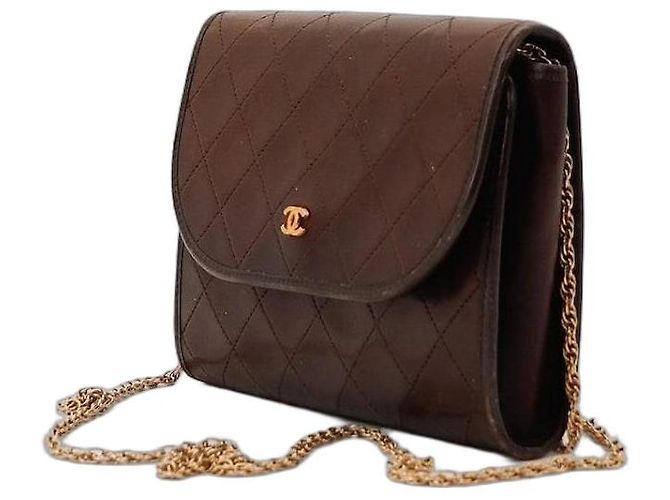 Chanel gesteppte Leder-Wallet on Chain Braun