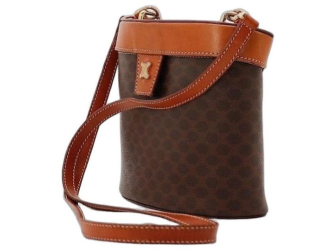 Céline Celine Bolsa transversal Triomphe em canvas e couro Marrom