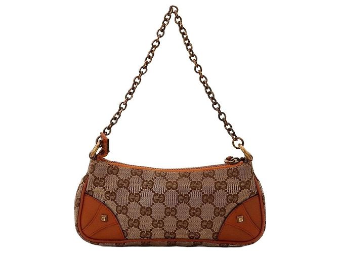 Gucci Bolsa de ombro em canvas Monogram GG Marrom Monograma