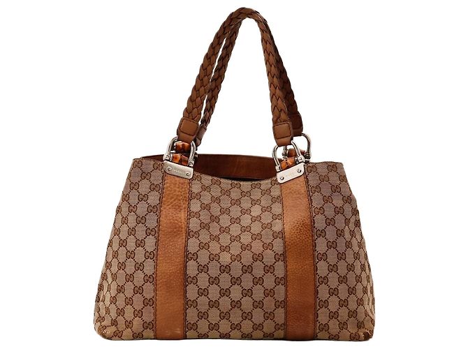 Gucci Bamboo Handtasche aus Monogramm-Canvas Braun
