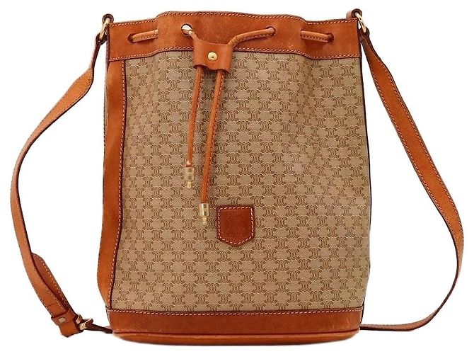Céline Celine Borsa a Secchiello Tela Monogram e Pelle Marrone Monogramma 