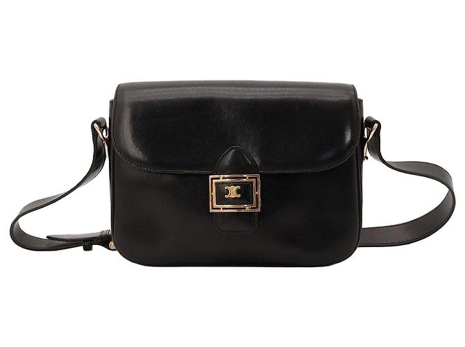 Céline Celine Borsa a tracolla Triomphe pelle nera Nero