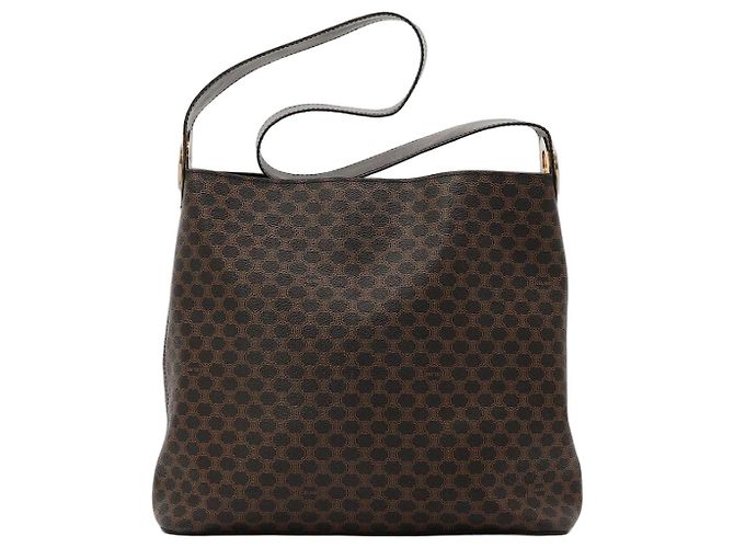 Céline Celine Bolsa Hobo Triomphe Canvas Marrom Preto