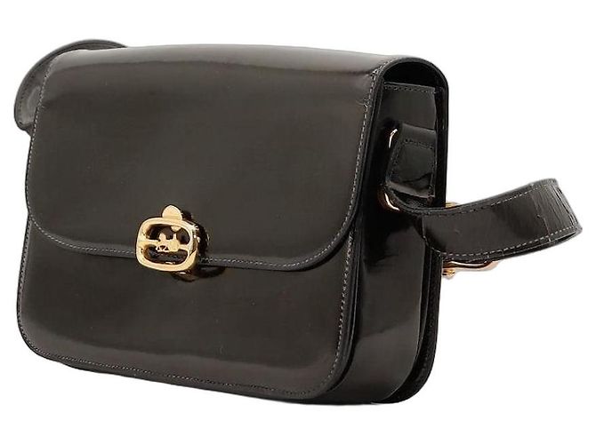 Céline Celine Borsa Triomphe Pelle Vernice Nera Nero