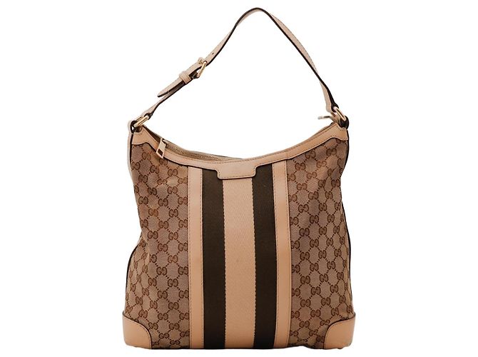 Gucci Bolsa de ombro em canvas Monogram GG Marrom Bege
