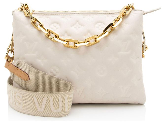 Louis Vuitton Monogram Embossed Lambskin Coussin PM Schultertasche Weiß