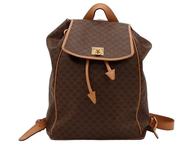Céline Celine Mac론 Monogram Canvas Backpack Brown