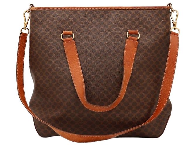 Céline Celine Macadam Canvas und Leder Shopper Braun Monogramm