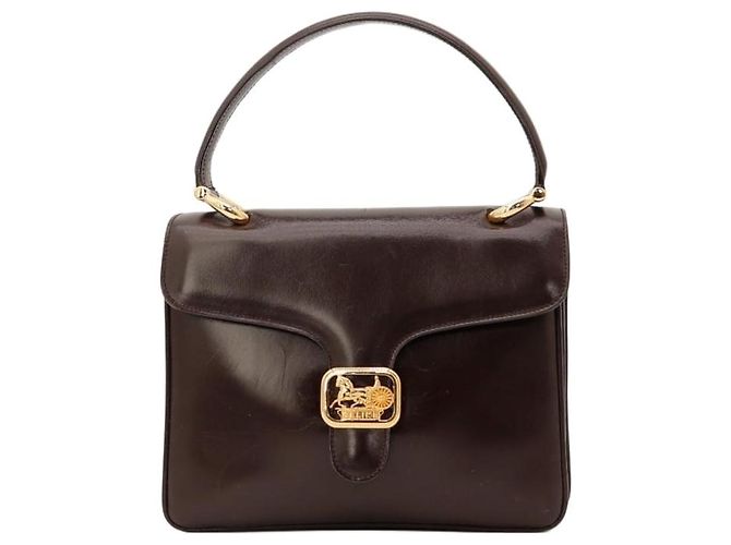 Céline Celine Triomphe Schultertasche - dunkelbraunes Leder