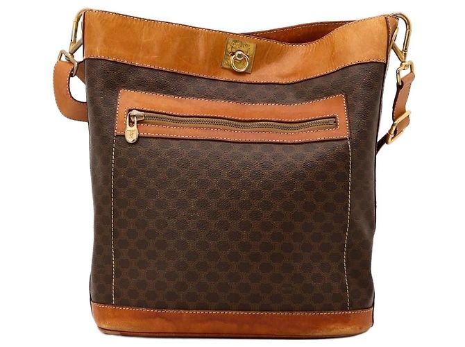 Céline Celine Macadam Borsa a Secchiello Marrone Monogramma 