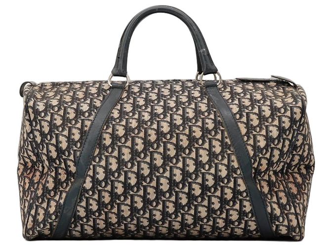 Christian Dior Bolsa Boston Monogram Bege Azul escuro