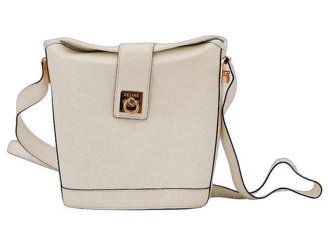 Céline Celine Piccola Borsa a Secchiello in Pelle Bianca Bianco