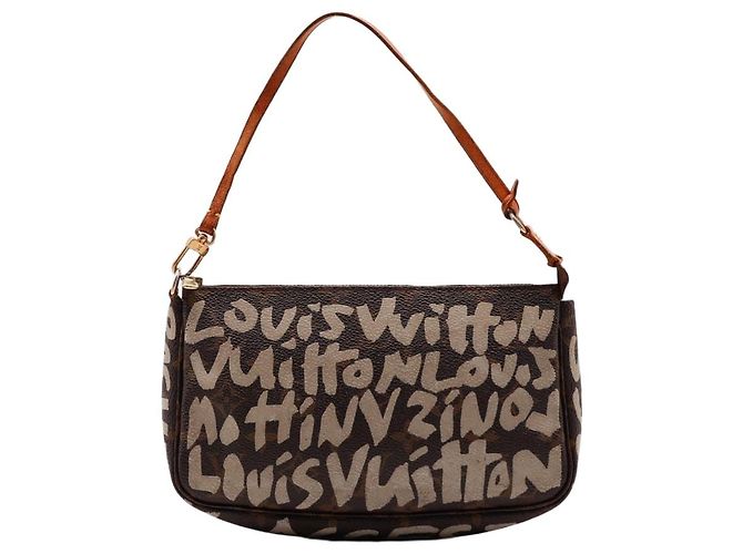 Louis Vuitton Pochette Accessoires Monogram Graffiti Marron Blanc
