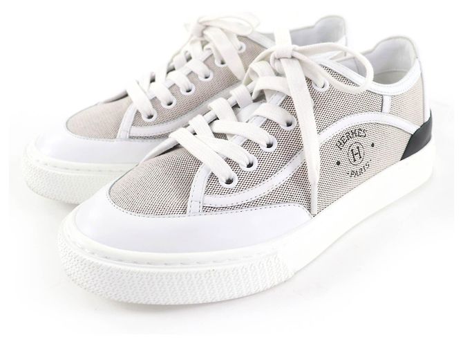 Hermès Hermes Ledersneaker Braun Weiß