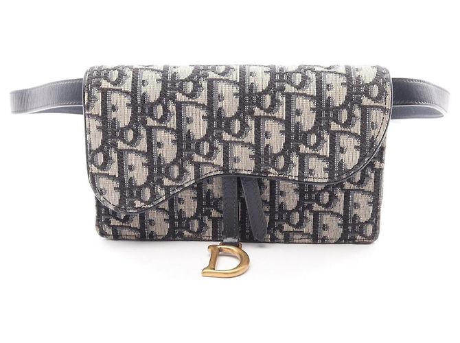 Bolsa Christian Dior Saddle Cru Azul marinho