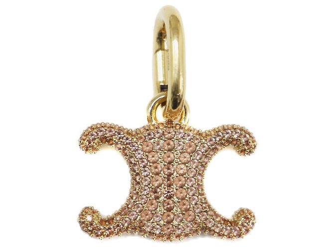 Céline Celine Triomphe Strass Porte-clés avec pendentif finition or Doré