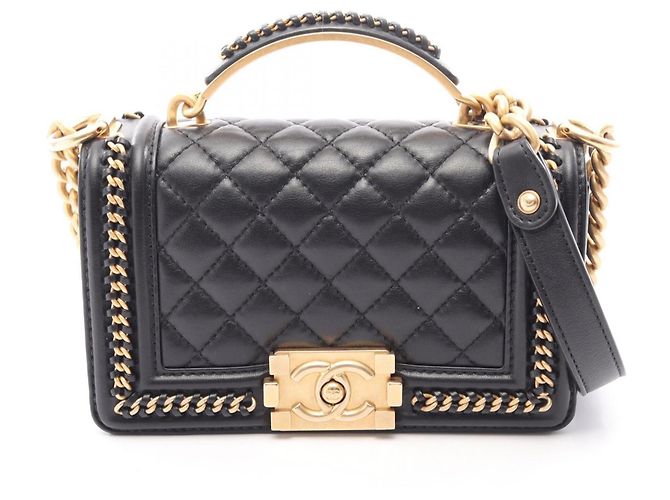 Borsa Chanel Boy Top Handle Flap Nero