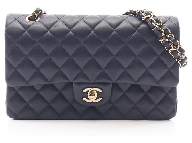 Borsa Chanel Matelassé Double Flap Blu navy