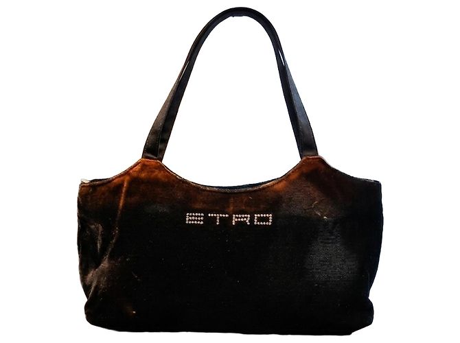 Etro Samt Handtasche Braun Schwarz