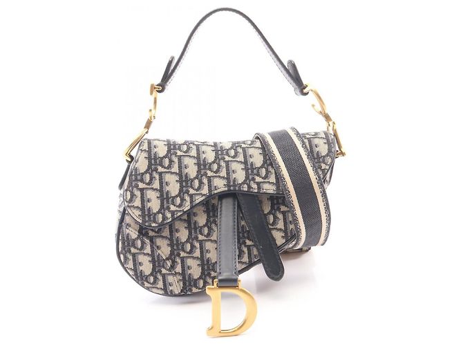 Mini borsa Saddle Christian Dior Beige Blu navy