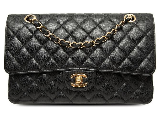 Bolsa de Ombro Chanel Coco Mark Matelassé 25 Double Flap Chain Preto