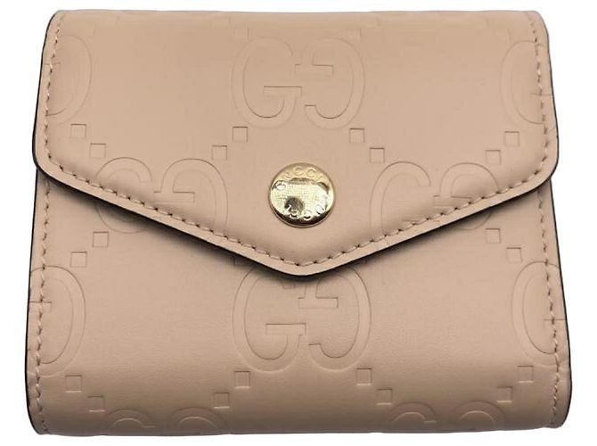 Gucci GG Emblem Double G Medium Wallet Beige