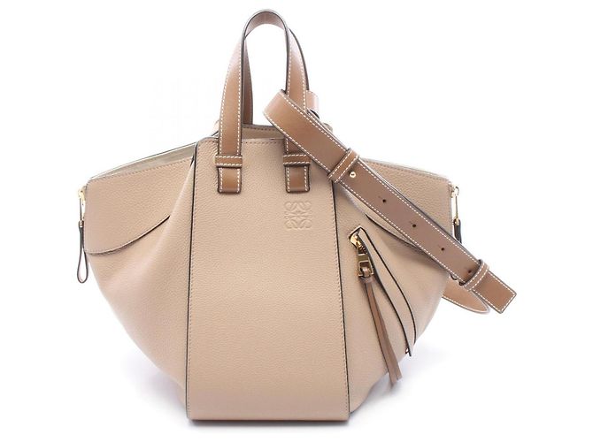 Loewe Hammock Small 2-Way Lederhandtasche Beige