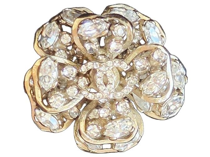 Anello Chanel Camelia CC Cristalli D'oro